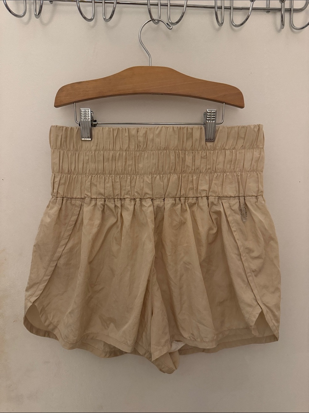 Free People High-Waist Smocked Shorts - Tan